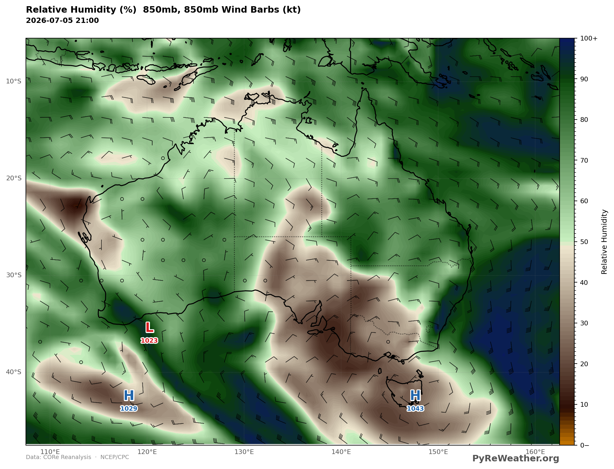 850mb_relative_humidity_australia_2026-07-05_21z