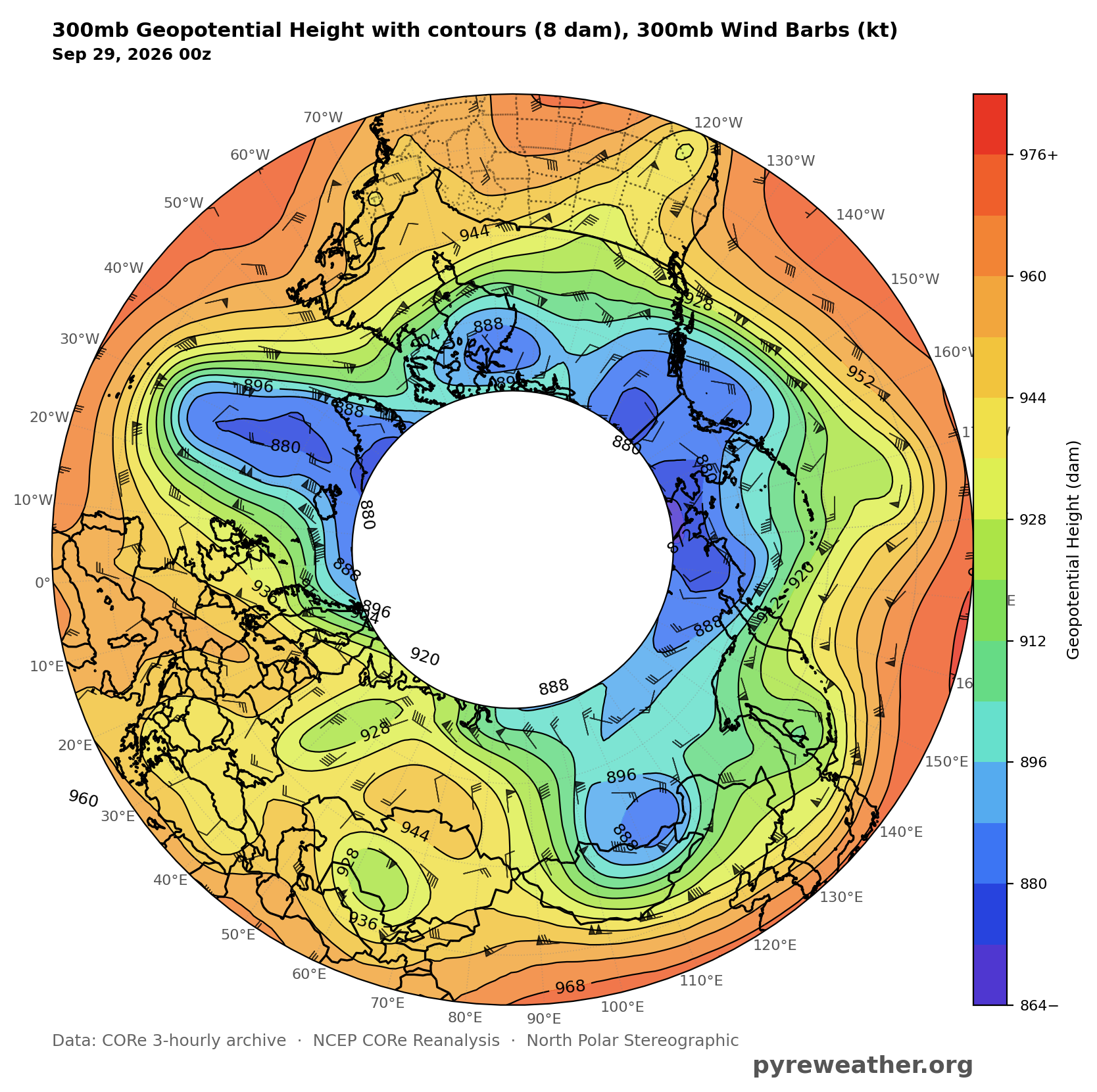 Donut Shaped Climate reanalysis map of North hemisphere