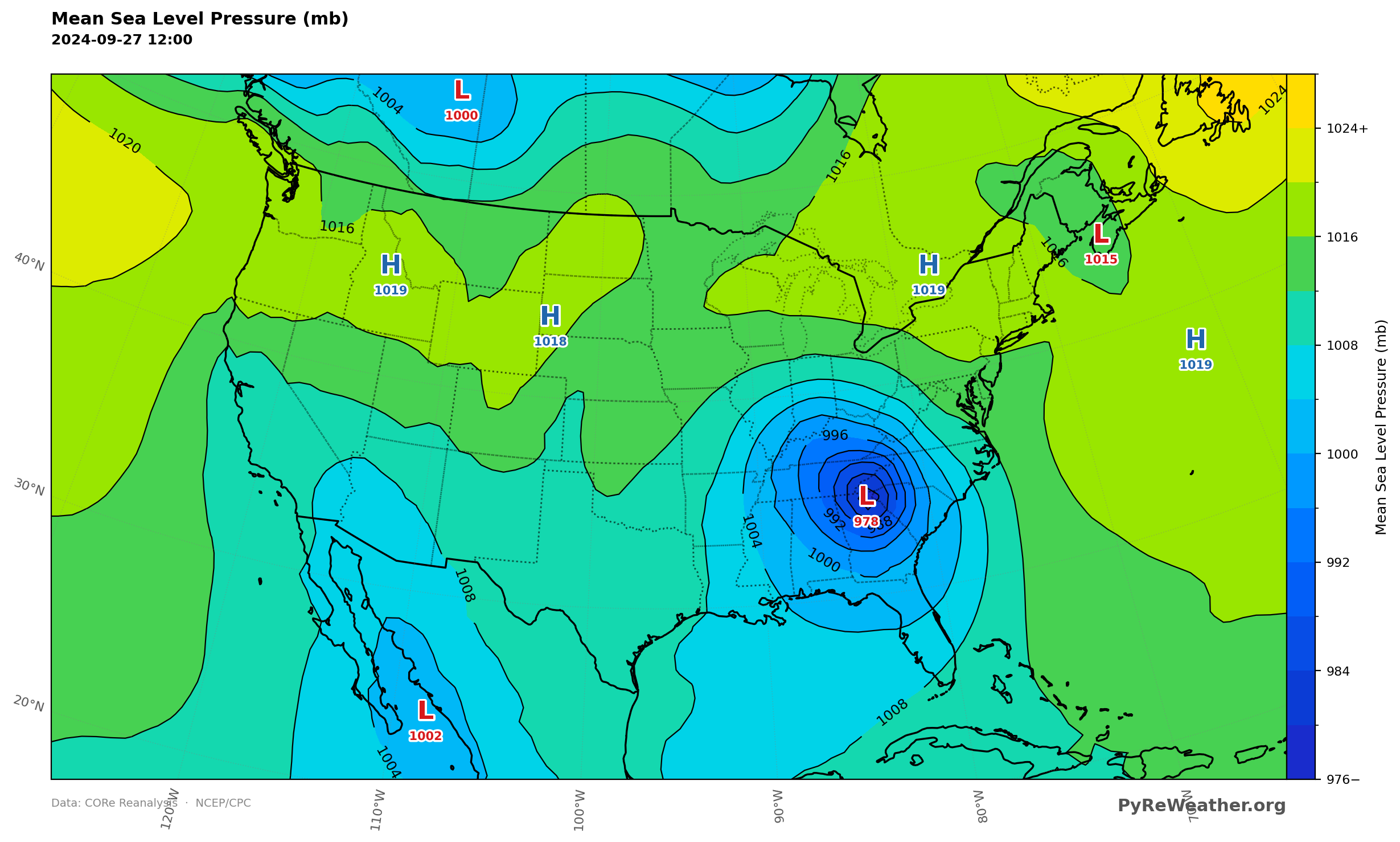 Helene's low center sat over the Southeast, tracking toward the Ohio Valley.
