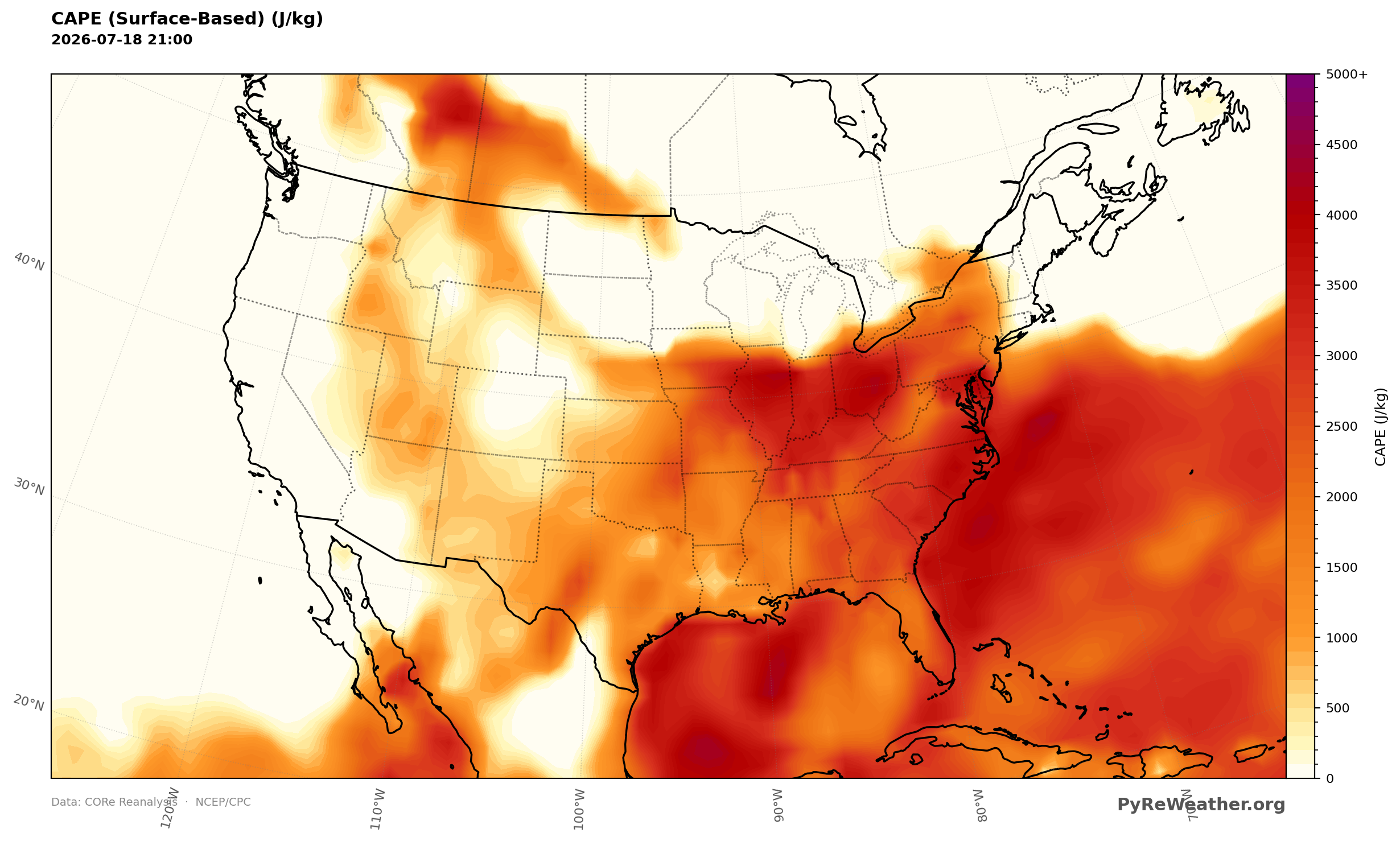 A moist, unstable airmass surged north ahead of the front across the Ohio Valley and Northeast.