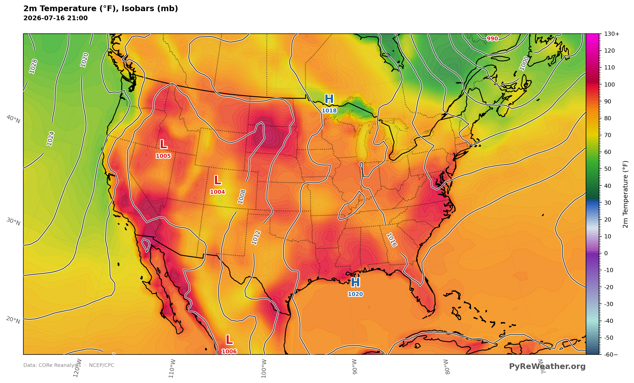 Afternoon readings held in the 90s to low 100s from the Northern Plains through the Great Lakes into the northern Mid-Atlantic.