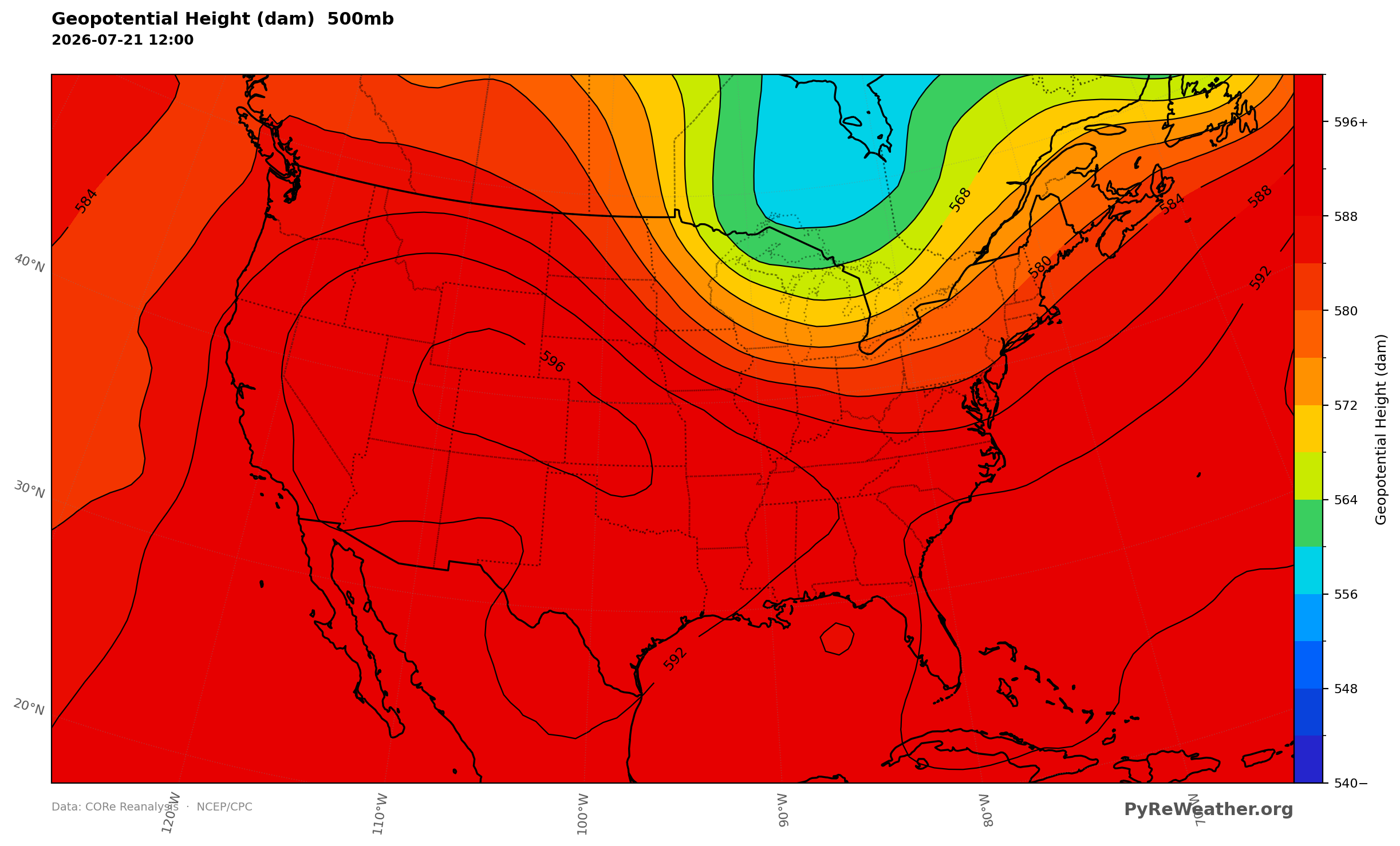 A trough dug over the Upper Great Lakes and Northeast while a ridge held firm across the South.